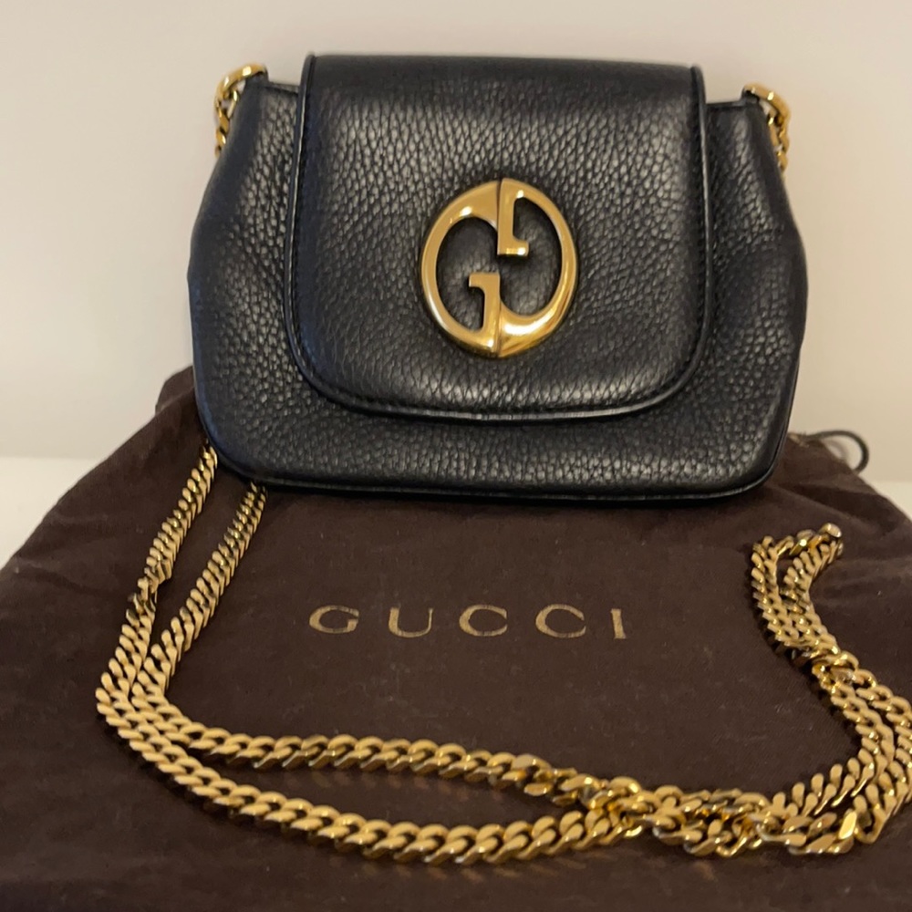 GUCCI 1973 Small Shoulder Bag. - Black. AUTHENTIC